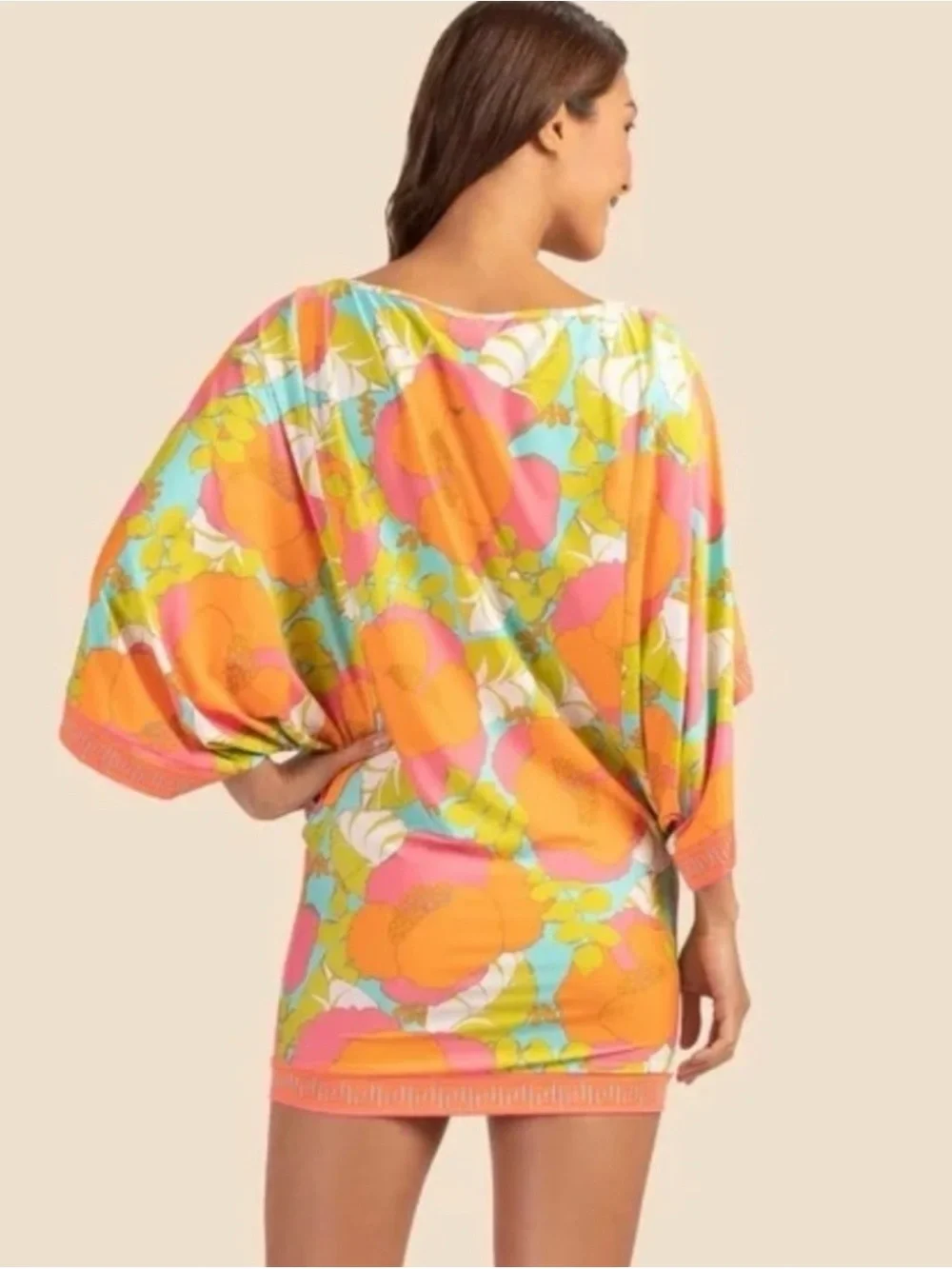 Trina Turk Playa de Flor Tunic Swim Cover Up Floral Multi Color M $152